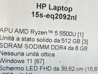 HP 15.6 Laptop 15s Ryzen 5 5500U 8gb 512Gb FHD foto 3