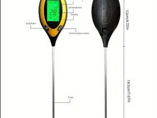 Ph tester pentru pământ, 4 în 1 umeditate, temperatura si intensitatea luminii foto 1