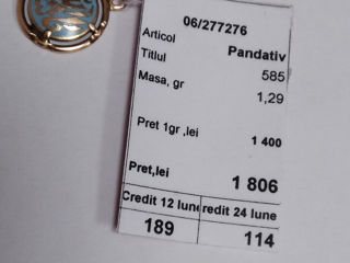 Pandantiv 585* 1,29gr. 1806 lei