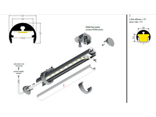 Profil LED pentru vitrine PEN 8, aluminiu anodizat, lungime 2m. foto 4