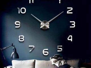 Комнатные  настенные 3D часы Diy Clock светящиеся, черные, серебрянные
