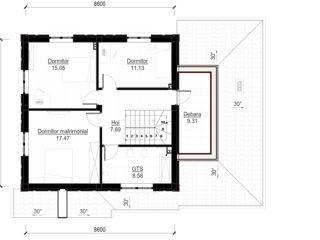 Casă de locuit individuală cu 2 niveluri / stil neoclasic / P+E / 161.6m2 / proiecte / arhitect foto 7