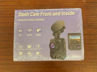 Dash cam front and inside 4k Wi-Fi gps