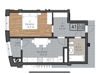 Apartament cu 1 cameră, 49 m², Centru, Ialoveni foto 11