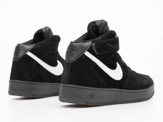 Nike Air Force 1 High Suede Black/White cu blana / с мехом foto 7