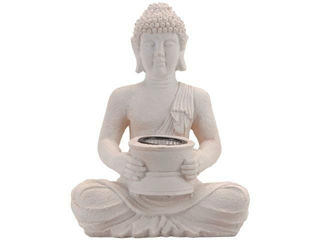 Felinar Pe Baterie Solara "Buddha" 31Cm, Alb