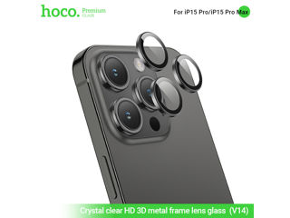 Hoco Crystal Clear HD 3D cu cadru metalic din sticlă iPhone 16 Pro/Pro Max (V14) foto 2