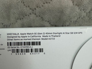 Apple Watch SE 2gen 2024 40mm Starlight Al Star Sport Band S/M GPS Sigilat Original Garantie Apple foto 3