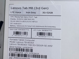 Lenovo Tab M8 3/32gb LTE nou foto 3