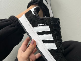 Adidas Campus Black/White Women's cu blana / с мехом foto 2