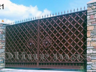 Porți, garduri,  copertine, balustrade,gratii, uși metalice ,alte confecții din fier forjat. foto 10