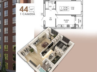 Apartament cu 1 cameră, 44 m², Centru, Ghidighici, Chișinău mun. foto 8