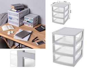 Organizator De Depozitare Econova 19X25X26Cm,3 Cutii, Gri