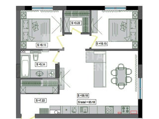 Apartament cu 2 camere, 65 m², Centru, Codru, Chișinău mun. foto 7