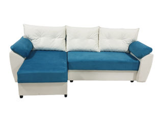 Canapea de colt V-Toms E1+V1 white/blue(1.5x3.05) livram in orice colt al tarii foto 1