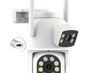 IP Camera Besder PTZ 4MP (2MP+2MP) EU Plug, White