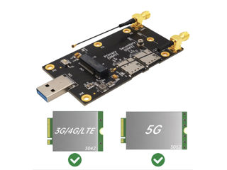NGFF M.2 to USB 3.0 Adapter M2 Key B to USB 3.0 Type A for WWAN LTE Module Dual Nano SIM фото 5