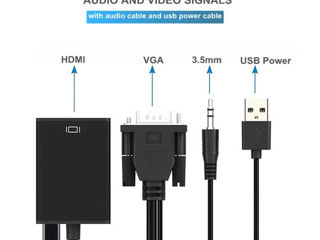 Adapter VGA to HDMI 1080P + audio + power foto 3