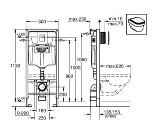 Rama WC suspendat Grohe + Buton, Germany foto 3