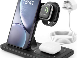 Incarcator Wireless 3 in 1 iPhone Apple Watch 15W foto 1