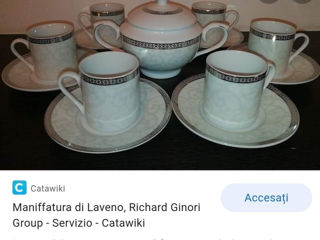 Serviciu caffea elegant din Porțelan de firma"Richard Ginori" pentru manufactura Laveno cu Arngint foto 5