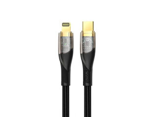 Cablu de date împletit XO NB-Q223A, placat cu aur transparent, de tip Type-C la Lightning 27W