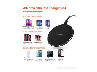 Qi Wireless Fast Charger 10W - Беспроводное Зарядное устройство 10 Ватт foto 5