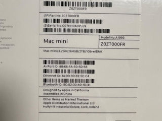 mac mini 3,2Ghz 64GB 2TB 1Gb-e DNK