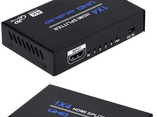 1x4 HDMI Splitter, 1 в 4 Out HDMI Splitter Audio Video Distributor Box Поддержка 3D и 4K x 2K foto 2