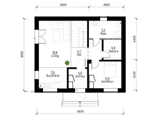 Casă de locuit individuală cu 2 niveluri/118.3m2 / P+M /stil clasic/proiecte/renovare/construcții foto 5