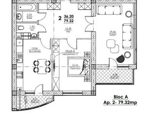 Apartament cu 2 camere, 79 m², BAM, Bălți foto 7
