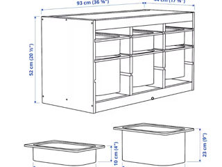Ansamblu depozitare+cutii (alb) 0.93 m x 0.44 m x 0.52 m foto 2