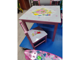 Деревянный детский столик и стульчик из массива дерева розовый-1300 лей. foto 3