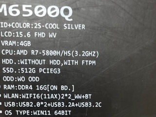 ASUS Vivobook Pro 15 OLED M6500QC  Ryzen 7 5800H, 16/512 RTX3050 4Gb foto 3