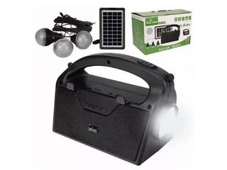 Sistem Solar Portabil cu Boxa, Bluetooth,Powerbank, Lanterna si 3 Becuri