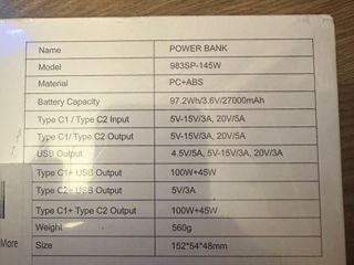 Powerbank 27000Mah 145W fast charge foto 3