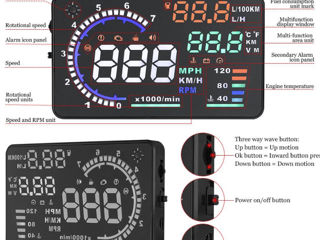 Proiector de viteză pentru mașină pe parbriz OBD2 Vitezometru HUD Head Up Display foto 3