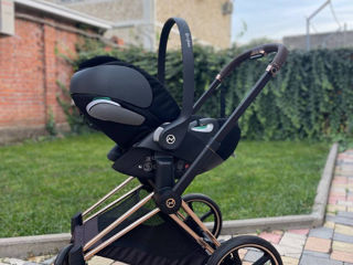 Stroller Cybex Platinum Priam 4.0,  3 in 1 Sepia Black chassis Rosegold car seat Cloud Z2 i-Size foto 5