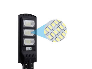 Lampa solara LED cu panou, senzor si telecomanda, 150W/6000K, IP65 62x24 cm +cadou bara metal foto 3