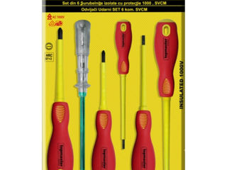 Set 6 șurubelnițe pentru electricieni Topmaster 220120, 1000V, Euromaster.MD foto 2