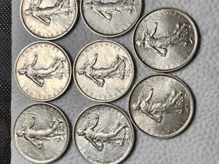 Монеты 5 франков серебро UNC , 1960, 1962,1963,1964, по фото, не чистились мною .