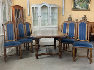 Masa cu 6 scaune din lemn natural, Стол с 6 стульями из натурального дерева, foto 12