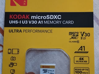 Карта памяти KODAK MicroSD,A1,V30,U3,128ГБ,Оригинал.Картридер,Адаптер USB-Type C foto 6