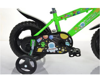 Bicicleta pentru copii Bimbo Bike Cosmos 12 inch, 1 viteza, verde/negru foto 2