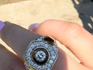 Перстень мужской из белого золота с бриллиантами