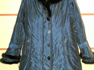 Продам зимнее пальто, красивого синего цвета, б/у, 50 размер