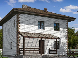 Проект - двухэтажный дом с террасой. Строительство СИП домов в Молдове.
