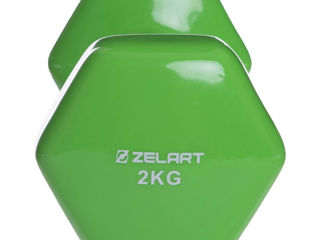 Гантели для фитнеса с виниловым покрытием Zelart.  Haltere fitness (2 kg x 2 ) foto 4