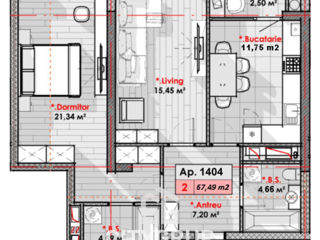 Apartament cu 2 camere, 67 m², Râșcani, Chișinău foto 2