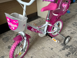 Bicicleta copii Dino Bikes 12' Little Heart alb si roz foto 8
